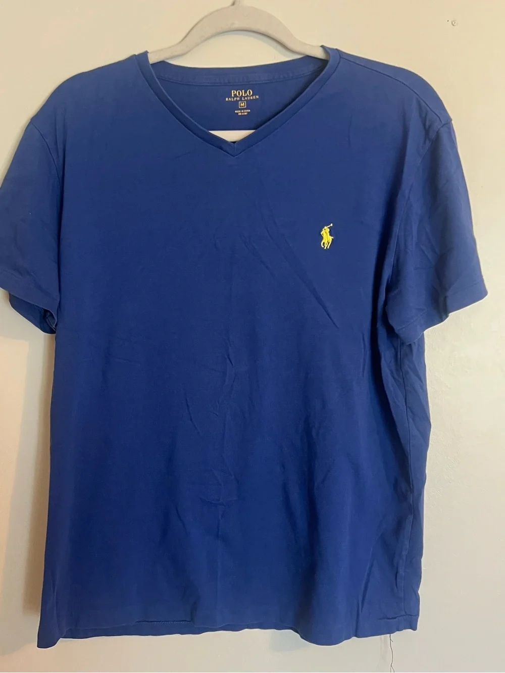 Polo by Ralph Lauren V-Neck Tee in Royal Blue with Yellow Pony